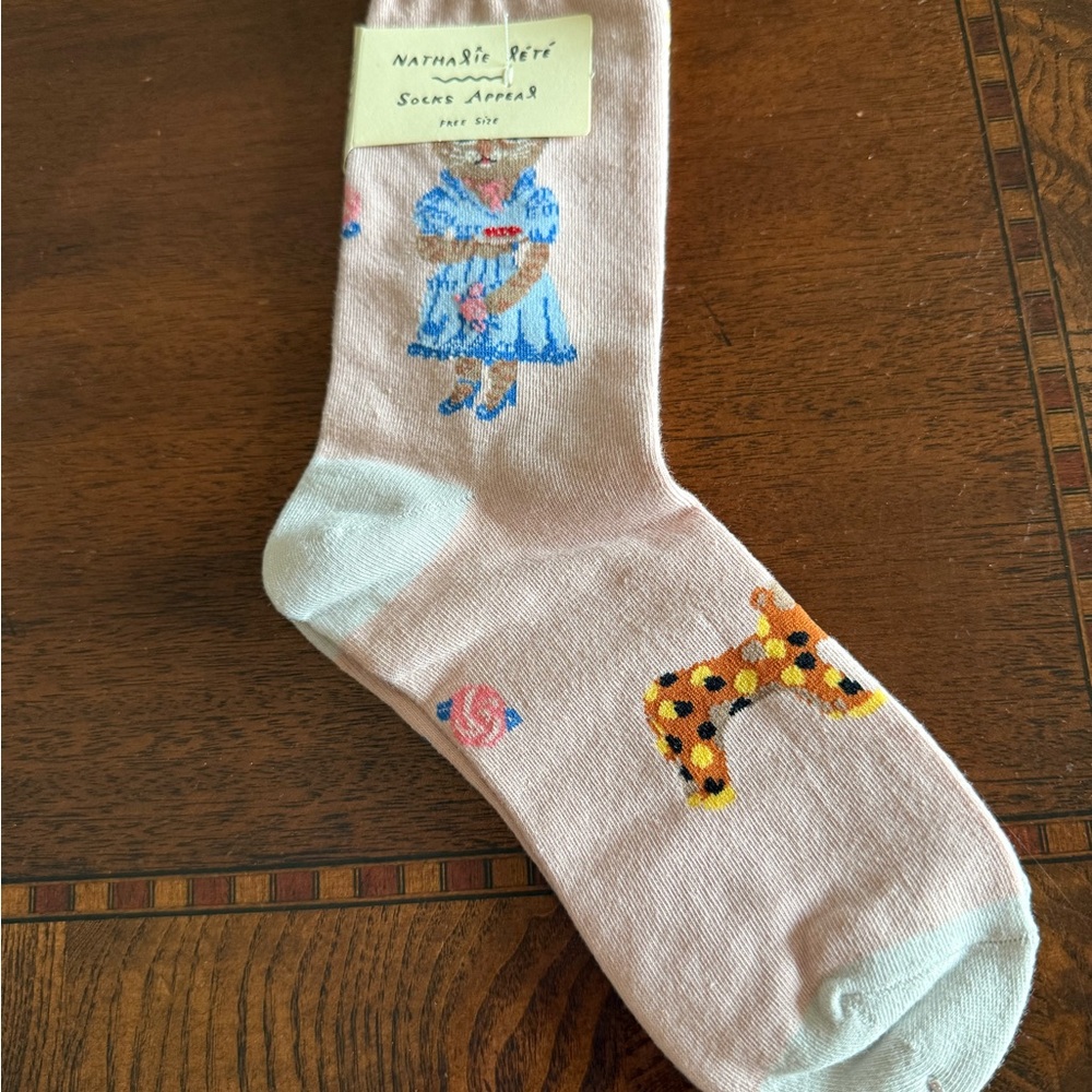Nathalie lete light pink cat socks